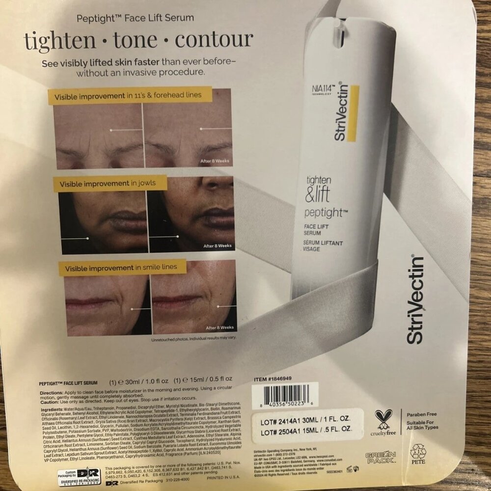 NEW Strivectin Tighten & Lift Peptight Face Lift Serums 2 Pack 1oz & 0.5 Oz. - Picture 2 of 2